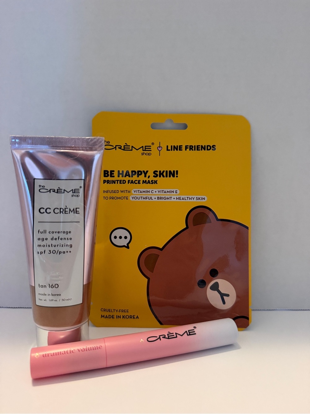 Kids CC Crème (Tan) & Line Friends Be Happy Skin Mask - Pink & Yellow